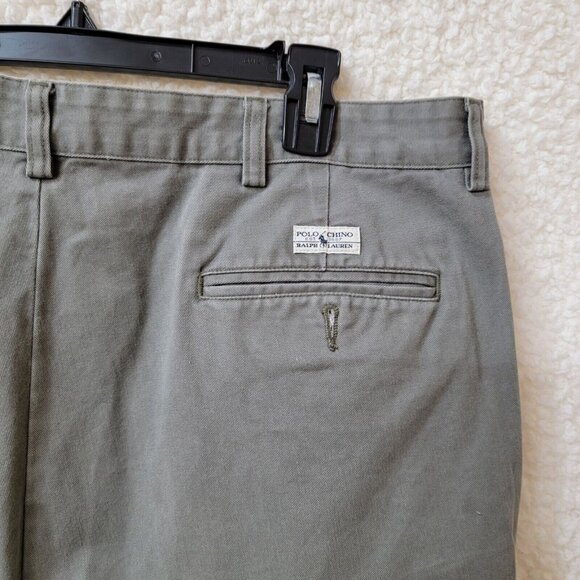 Polo Ralph Lauren Chino Pants Pleated Front Mens 36X30 Green 100% Cotton Comfort - Picture 6 of 10